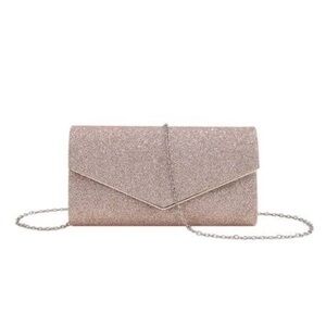 Dasien champagne sparkle clutch chained crossbody